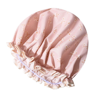 Bonnet de douche réutilisable pour femme, double couche satin + PEVA, 32 cm, imperméable, pour tous types de cheveux - lisses, bouclés, longs, tressés