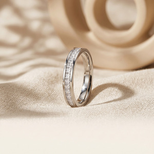 Bague d'éternité étanche en acier inoxydable 304 plaqué or 18 carats, sertie de zircons de laboratoire, empilable, tendance - Product Image 6