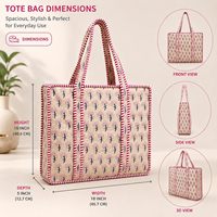 COTSILER Tas Jinjing Berlapis Kapas Besar Motif Bohemian, Tas Bahu Pantai untuk Perjalanan, Musim Panas Gugur, Ritsleting Terbuka dengan Rantai