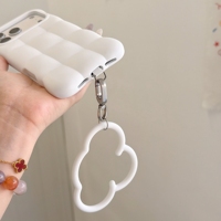Coques et sangles pour iPhone 18 17 16 15 Pro Max – Coques de téléphone portable originales en grille nuageuse gonflée avec pendentif et lanière souple