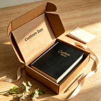 Coffret Cadeau Journal Personnalisé Vintage à Couverture Rigide Gaufrée avec Impression Feuille d'Or Antique et Boîte d'Emballage Kraft Marque Privée