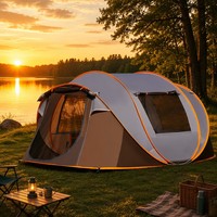 Carpa de Camping Portátil, Impermeable, de Instalación Instantánea, para Familias, con Puerta Grande y Ventanas de Malla