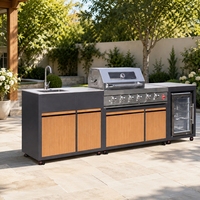 Nouvelle conception de cuisine extérieure en acier inoxydable 304, îlot barbecue pour patio et activités quotidiennes en plein air en famille
