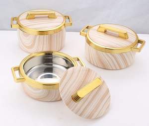 Ensemble moderne de 3 casseroles isothermes 1,5L, 2L, 2,5L, finition marbre, avec accent doré, <span class=keywords><strong>cadeau</strong></span> de mariage - Product Image 1