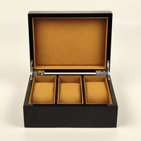 Kotak Penyimpanan Jam Tangan Kayu Mengkilap 3 Slot dengan Bantalan Suede, Engsel Logam, Logo Custom untuk Koleksi Jam Tangan Mewah dan Display Retail