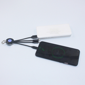 Toptan promosyon hediye özel Logo lazer kazınmış anahtarlık Usb kablosu yüksek kalite <span class=keywords><strong>3</strong></span> in 1 USB kablosu LED aydınlatma logolu - Product Image 5