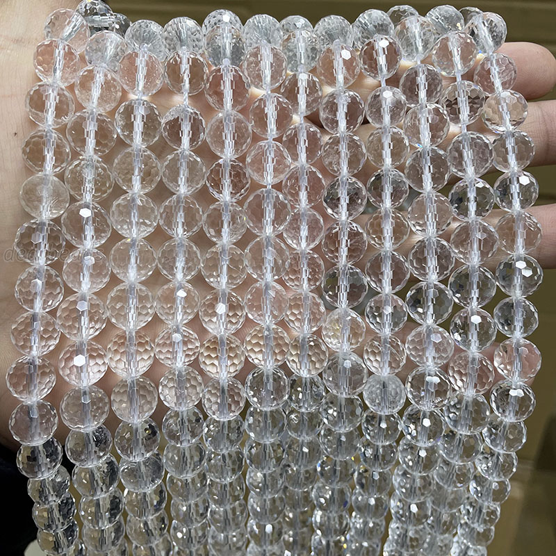 Wholesale Real Natural Faceted Clear Quartz Beads, Gemstone Cut Rock Crystal Bead Strand for DIY Jewelry Making, Length 36cm 14