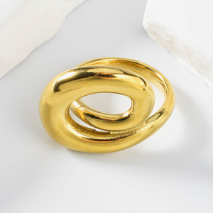 Fashion Trendy 18K Gold Plated Stainless Steel Wedding Bands or <b>Rings</b> for Women - Product Image 4