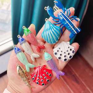 จี้เปลือกไข่กุ้งล็อบสเตอร์ขนาดใหญ่เคลือบสีทอง18K เซอร์คอนชุบเงินแท้อุปกรณ์สำหรับ R01 - Product Image 4
