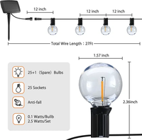 Guirlande lumineuse solaire à LED pour jardin extérieur Guirlande d'ampoules G40 Globe Festoon Lights Dimmable Remote Control for Christmas Decoration