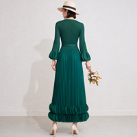 Vente directe en gros de la source : Robe plissée élégante pour femme avec ceintures, ourlet à appliques, coupe trapèze, pour l'automne et les vacances