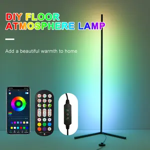 스마트 Led 플로어 램프 현대 디자인 RGB 플로어 라이트 컬러 변경 음악 기능 코너 LED 플로어 램프
