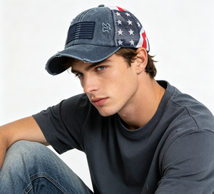 Nouvelle casquette de baseball déchirée et délavée, motif drapeau américain et étoiles, avec ouverture pour queue de cheval, visière incurvée, pour femme, mode, extérieur, été, couvre-chef, casquette enveloppante - Product Image 3