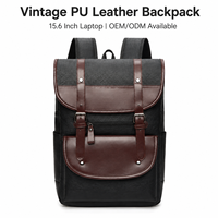 Mochila para Portátil de Cuero PU para Hombre, Estilo Británico Vintage, Bolsa de Viaje para Computadora de 15 Pulgadas, Mochila Urbana Impermeable para el Trabajo