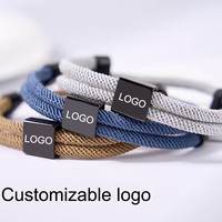 Gelang Tali Milan Baja Anti Karat Unisex, Perhiasan Pasangan Persahabatan, Gelang Kosong untuk Ukiran Personal Grosir