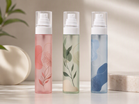 Flacon pulvérisateur carré PET 80 ml à brume fine, imprimé floral abstrait, vide, pour cosmétiques, spray fixateur, portable, voyage, plastique, parfum