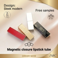 Étui à rouge à lèvres magnétique carré, conteneur de luxe pour rouge à lèvres, tube de rouge à lèvres or et noir, conteneur de maquillage, emballage de rouge à lèvres haut de gamme