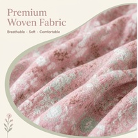 Ensemble pyjama 2 pièces pour femmes Y2635A2049, pantalon long à motif floral teinté en fil, col rond, manches longues