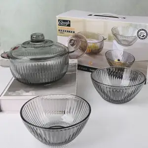 Hot Selling 3 Stuks Set Dubbele Oor Handvat Noodle Soep Salade Glazen Kom