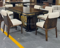 Ensemble de table à manger rectangulaire en bois laqué brun de luxe, style antique, moderne et minimaliste, pour salle à manger de villa, 4 à 8 personnes