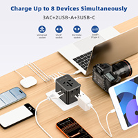 Adaptador de Viaje Universal Wontravel 3AC con Enchufes para UE e India, 45W, Internacional, Todo en Uno