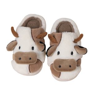 Nuevo estilo Unisex mujeres hombres lindo dibujos animados vaca felpa <span class=keywords><strong>zapatillas</strong></span> pareja interior antideslizante <span class=keywords><strong>casa</strong></span> diapositivas Toe Wrap hogar zapatos de algodón - Product Image 2