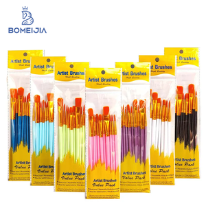 10 pcs多色塑料手柄尼龙发漆刷套装丙烯酸水彩油画艺术家绘画 - Product Image 1