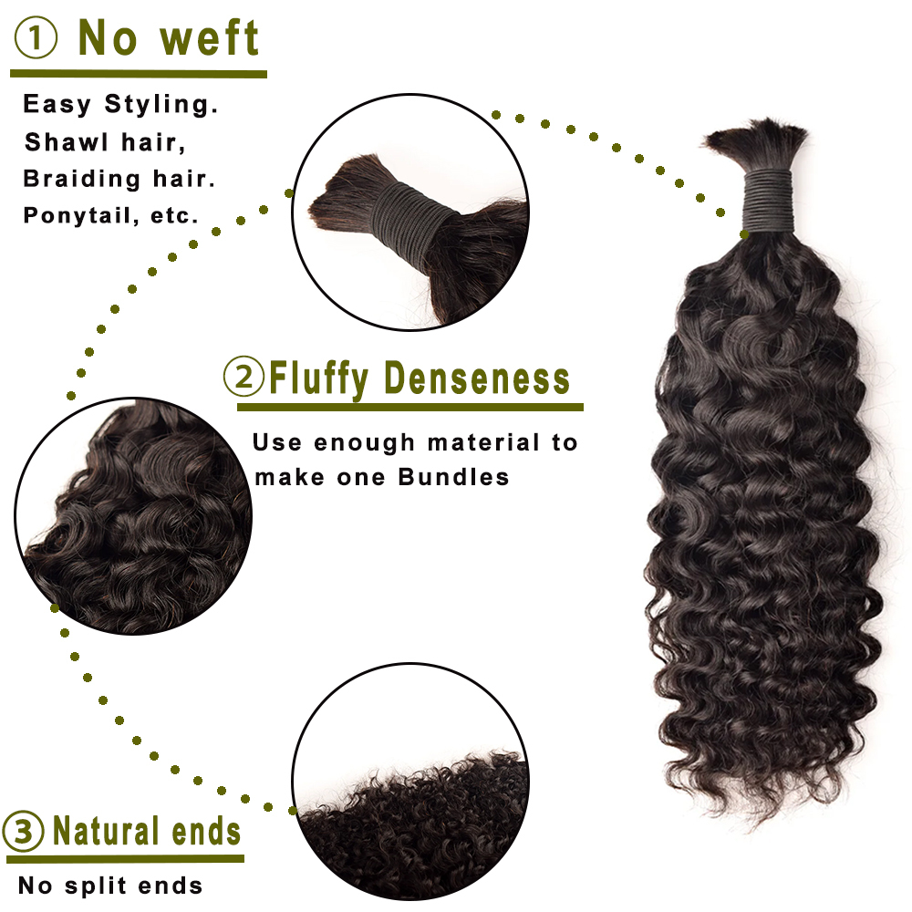KAMA Salon Grade Virgin Braiding Hair Extensions Wholesale Bulk Human Hair for Boho Braids Burmese Curly Body Wave Hair Machine Detail Section 2