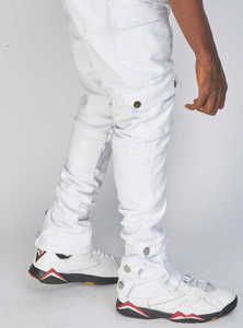 Custom Multi-Bolsillo <span class=keywords><strong>Cargo</strong></span> <span class=keywords><strong>Jeans</strong></span> Skinny Blanco Stacked <span class=keywords><strong>Jeans</strong></span> Hombres - Product Image 4
