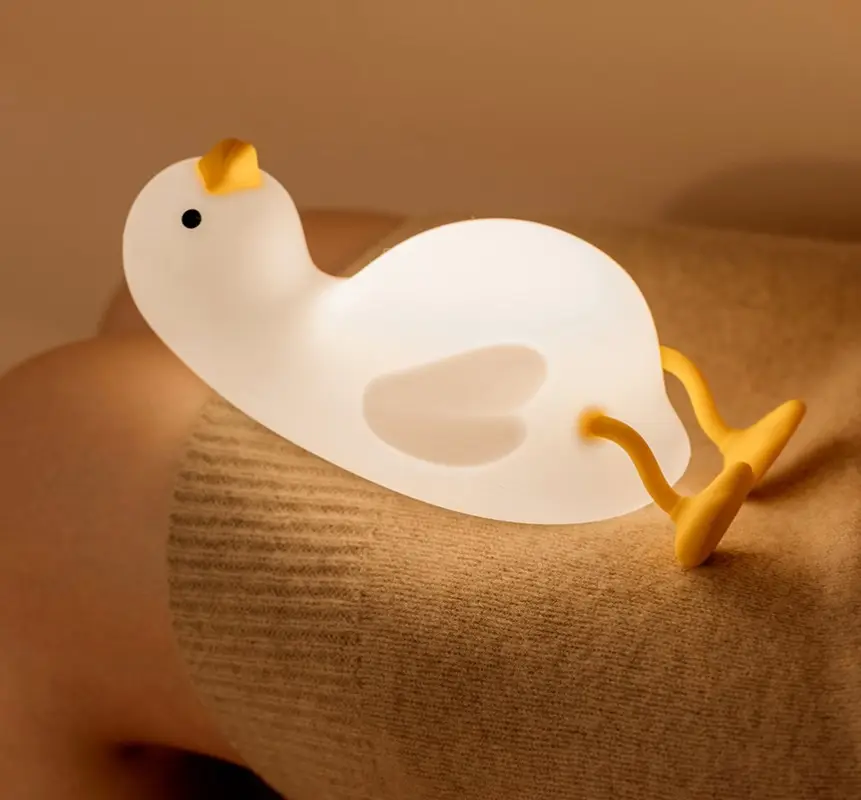 YIZHI Wholesale Cute Rechargeable Bedroom Soft Duck Baby Night Light Lying Flat Led Duck Lamp for Kids Baby Room Gift