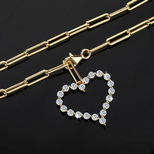 Colar de Pingente em Forma de Coração com <span class=keywords><strong>Moissanite</strong></span> Incrustado em Prata Esterlina S925 a Preço de Fábrica para Mulheres, Presente de Casamento - Product Image 2