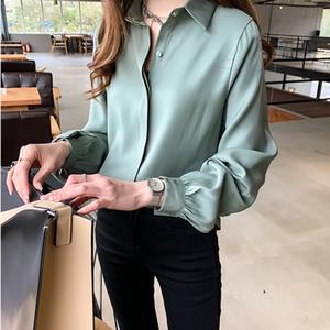 HANO kemeja ukuran besar <span class=keywords><strong>4XL</strong></span> wanita, kemeja noda putih kasual longgar lengan panjang kancing Streetwear 2021 - Product Image 1