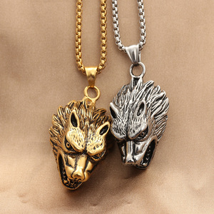 Wolf Head Pendant Stainless Steel Men's Necklace Punk Retro Animal Charm Gift Jewelry 28042712 - Product Image 1