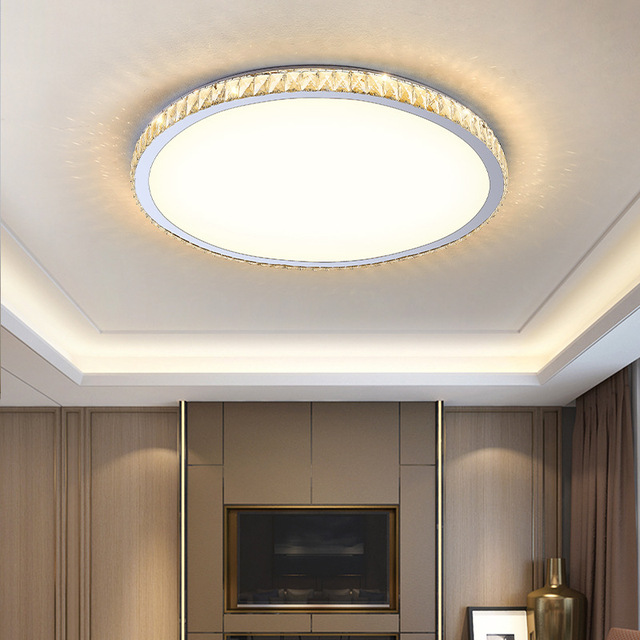 D19.7 Inch Crystal Bedroom Modern Minimalist Led Ceiling Light Circular Luxury Restaurant Home Indoor Ceiling Light