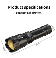 Lampe torche LED EDC extérieure étanche NIACONN SDT-0038, lumière puissante, zoom télescopique, ABS, batterie rechargeable, intensité réglable