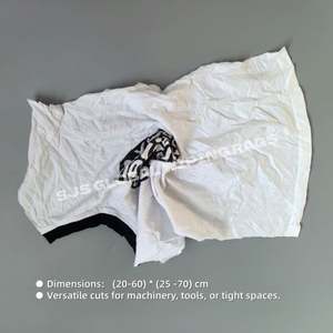 Trapos de Limpieza Reciclados, Trapos de Tela de Algodón Blancos con Estampado de Camisetas, Piezas de Tela Cortadas, Trapos Blancos para Limpieza Industrial - Product Image 3