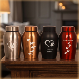 Modern Stainless Steel Pet Urn Jar Shape Airtight <b>Memorial</b> <b>Keepsake</b> for Dogs Cats Ashes - Product Image 3