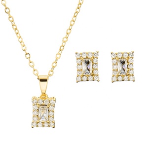 RAKOL SP3297 moda mujer boda cuadrado nacarado circón COLLAR COLGANTE pendientes conjunto de joyería regalo - Product Image 1