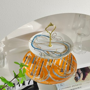 Pastoral Charger Cake Set Plant Pattern On-glazed Bone China Eco-Friendly Modern Luxury <b>Dinnerware</b> Customized Color for Party - Product Image 1