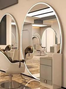 Miroir <span class=keywords><strong>de</strong></span> salon <span class=keywords><strong>de</strong></span> coiffure, rond, simple face, en acier inoxydable, mural, éclairé, pour salons <span class=keywords><strong>de</strong></span> coiffure - Product Image 4