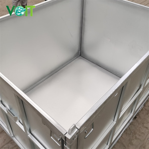 Almacén industrial apilable plegable almacenamiento metal acero palé caja para caucho - Product Image 4