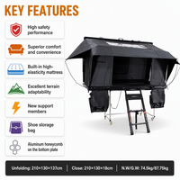 Tenda Atap Hard Shell Aluminium TPU Skylight Bukaan Samping 4 Musim untuk Berkemah di Bak Truk Pikap SUV Off Road 4x4