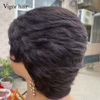 Perruques en cheveux humains vierges bruts, coupe pixie courte et droite, sans dentelle, sans colle, vente en gros à prix compétitif