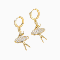 Boucles d'oreilles en or pour femmes, élégantes boucles d'oreilles créoles en cristal, bijoux de danse à la mode, cadeau pour filles