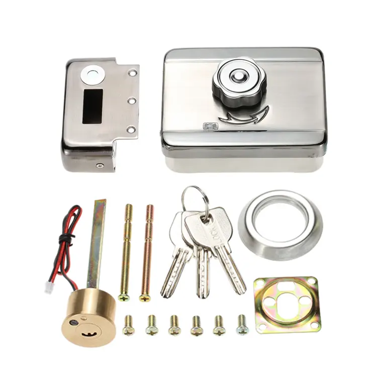 Mechanical Inside And Outside Stainless Steel 12v Security Smart Magnetic Electronic Electric Door Rim Lock Manufacturer price