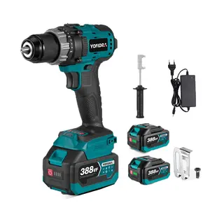 Yofidra 650N.m 13mm Brushless Electric Impact Drill 25+3 Torque Cordless Electric Screwdriver Ice Breaking For Makita 18VBattery