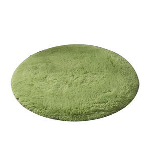 Tapis rond moderne en peluche, couleur unie verte, pour salon, chambre à coucher, décoration de sol, nettoyage facile, compatible aspirateur - Product Image 3