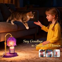Lampe chauffe-bougie en verre, hauteur réglable, sans flamme, 4 niveaux de luminosité réglables, fonction minuterie, design élégant, plusieurs couleurs