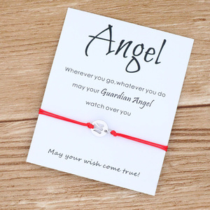 Ange Gardien Wish Bracelet Argent Ange Foi Bracelet Bijoux Religieux Lucky Red String Wish Bracelet Femmes Hommes Baptême Cadeau - Product Image 3