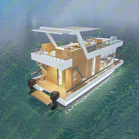 Bateau-maison électrique à énergie solaire Bateau-maison Fly ridge Bateau-maison avec deuxième étage